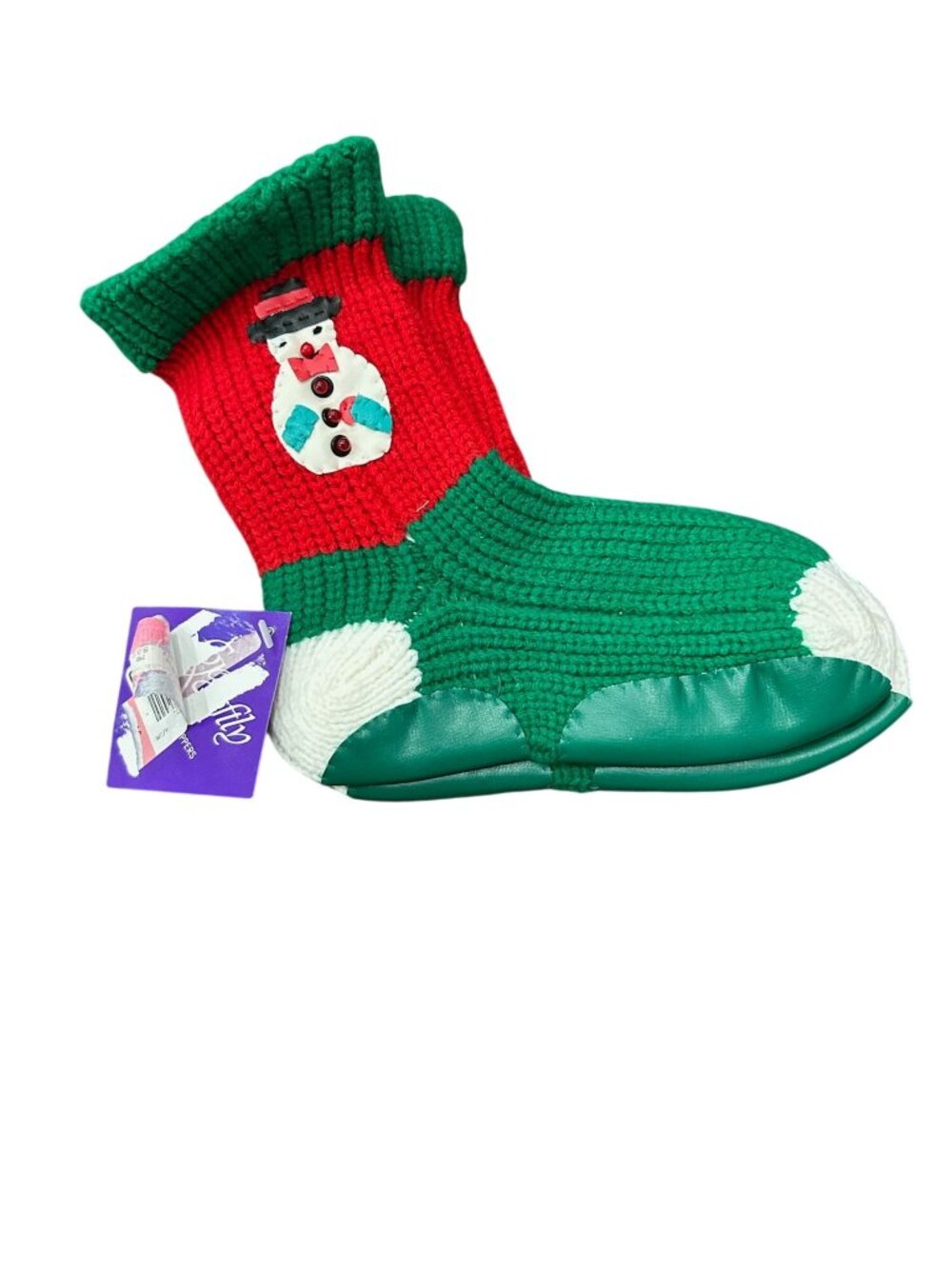 Vintage One Size Christmas Hand-Knitted Holiday Slipper Socks Kitschy NWT